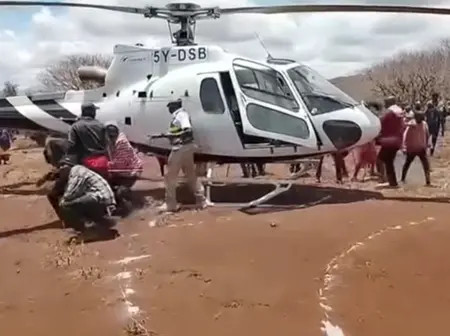 Kajiado Ole Lenku’s Pilot Chases Youth Sitting on Helicopter Skids