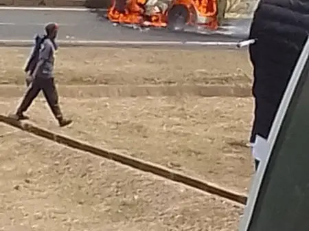Video: Boda Boda Operators Burn Car Believed to Have Killed One of Their Own on Thika Road
